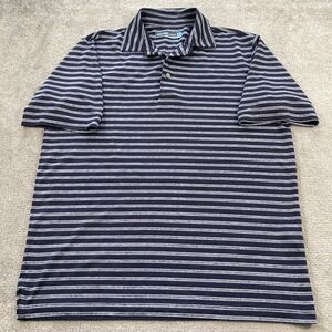 Rountree York Performance golf Polo Striped Mens size Medium‎ Navy Blue